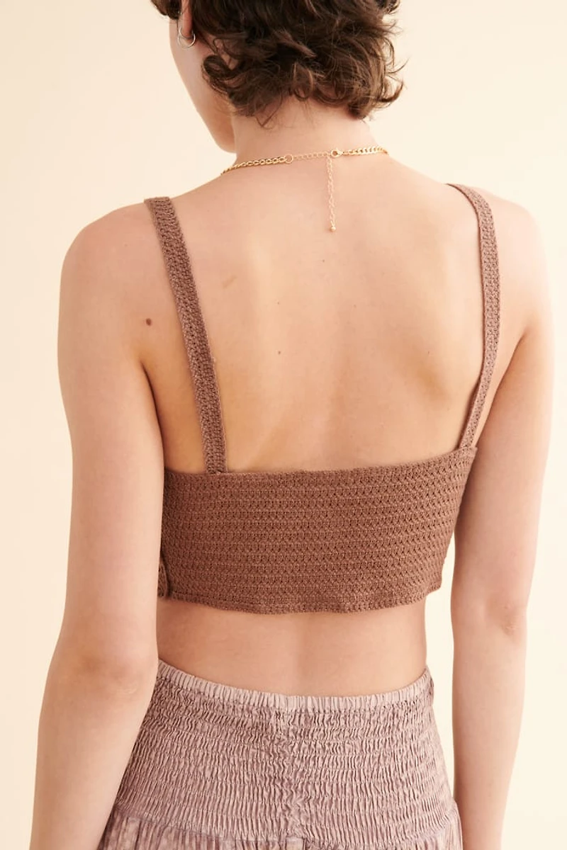 Buy Brown Butterfly Crochet Crop Tank  Online at Earthbound Trading