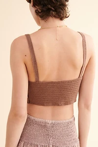 Buy Brown Butterfly Crochet Crop Tank  Online at Earthbound Trading