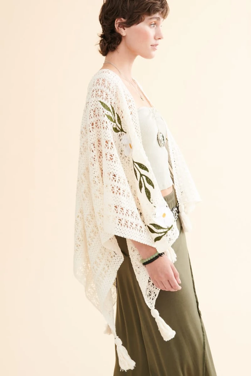 Buy Daisies Patches Tassel Shawl Online at Earthbound Trading