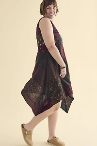 Buy Brown Button Overdyed Assorted Patchwork Dress Online from Earthbound