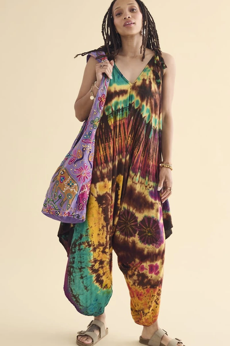 Buy Rainbow Artisan Tie Dye Harem Jumpsuit Online from Earthbound
