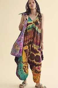 Buy Rainbow Artisan Tie Dye Harem Jumpsuit Online from Earthbound