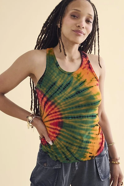 Buy Neon Orange Artisan Tie Dye Racerback Tank Online from Earthbound