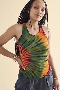 Buy Neon Orange Artisan Tie Dye Racerback Tank Online from Earthbound
