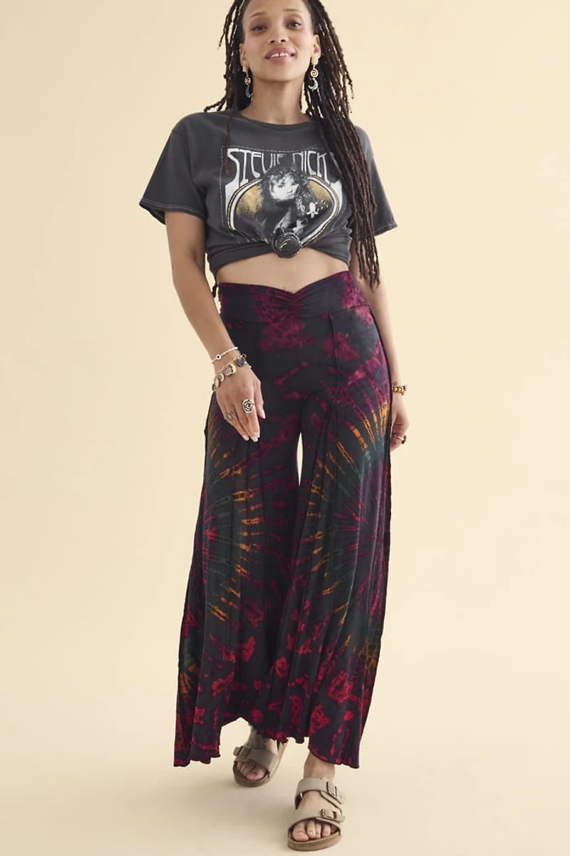 Buy Dark Rainbow Artisan Tie Dye Flare Pants Online from Earthbound