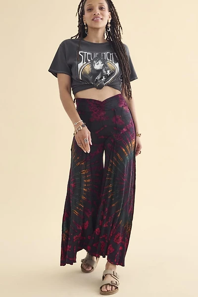 Buy Dark Rainbow Artisan Tie Dye Flare Pants Online from Earthbound