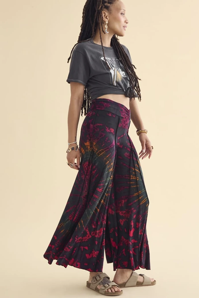 Buy Dark Rainbow Artisan Tie Dye Flare Pants Online from Earthbound