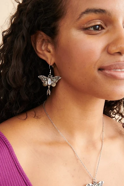 Glow Celestial - Shop Opalite Silver Celestial Moth Earrings