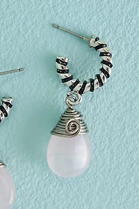Buy Rose Quartz Teardrop Rope Hoop Earrings Online at Earthbound Trading