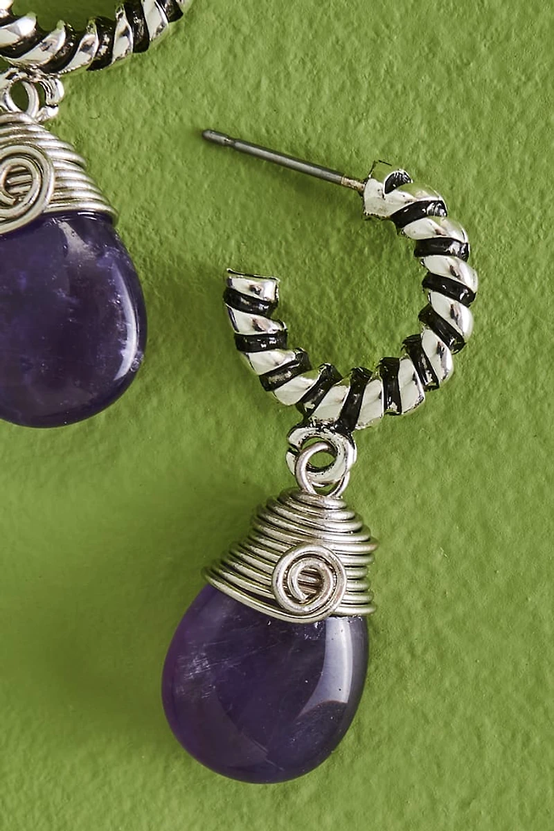 Find Your Flow with Amethyst Rope Hoop Earrings - Shop boho Style