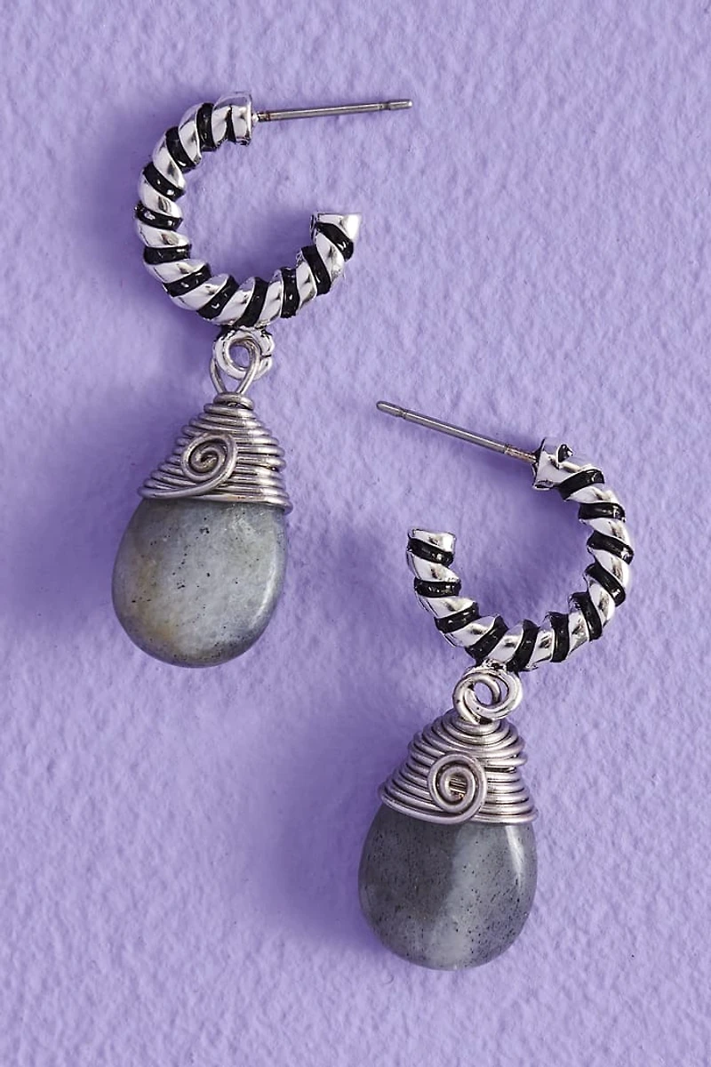 Buy Labradorite Teardrop Mini Hoop Earrings Online at Earthbound Trading