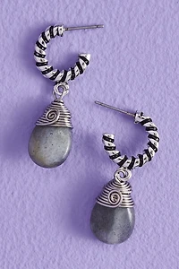 Buy Labradorite Teardrop Mini Hoop Earrings Online at Earthbound Trading