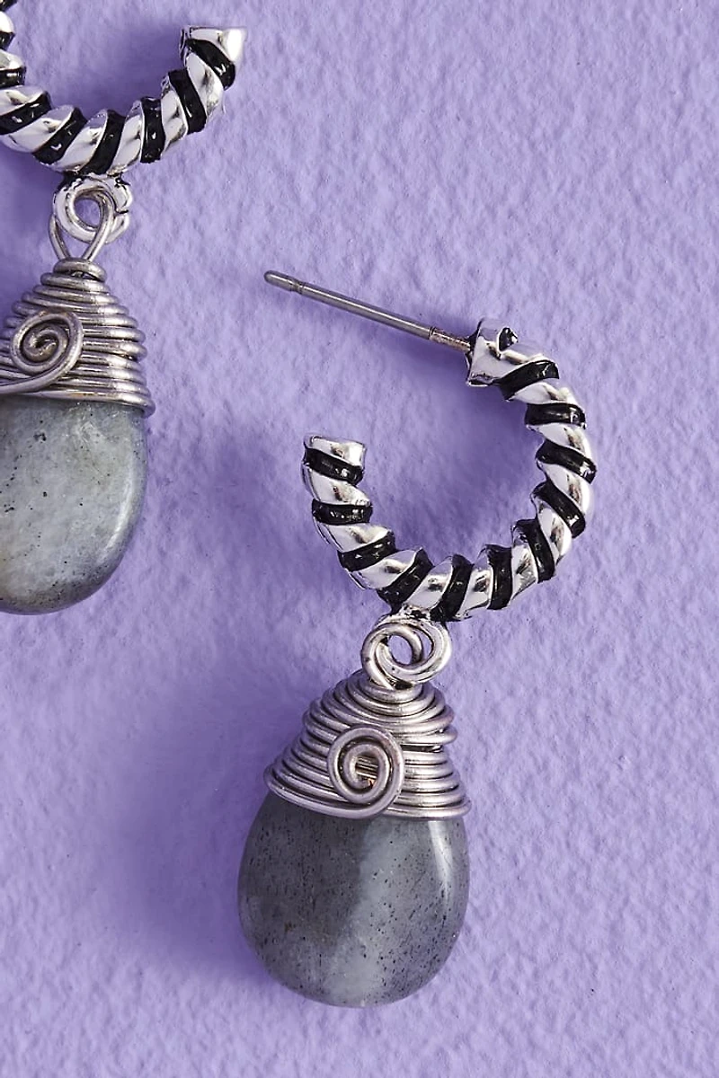 Buy Labradorite Teardrop Mini Hoop Earrings Online at Earthbound Trading