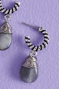 Buy Labradorite Teardrop Mini Hoop Earrings Online at Earthbound Trading