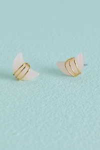 Rose Quartz Moon Wire Wrapped Stud Earring
