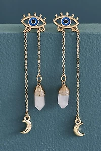 Buy Rose Quartz Evil Eye Dangle Earrings Online at Earthbound Trading