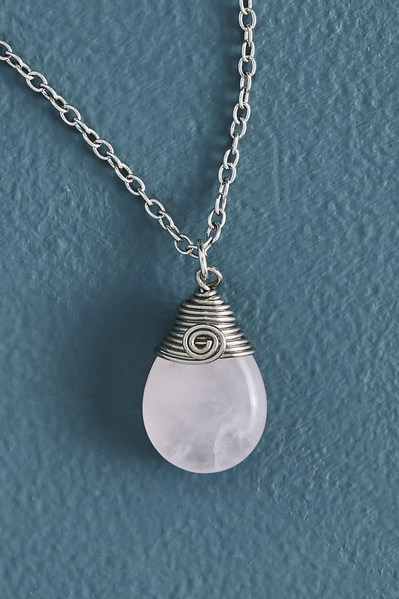 Buy Rose Quartz Teardrop Wire Wrapped Necklace Online at Earthbound Trading