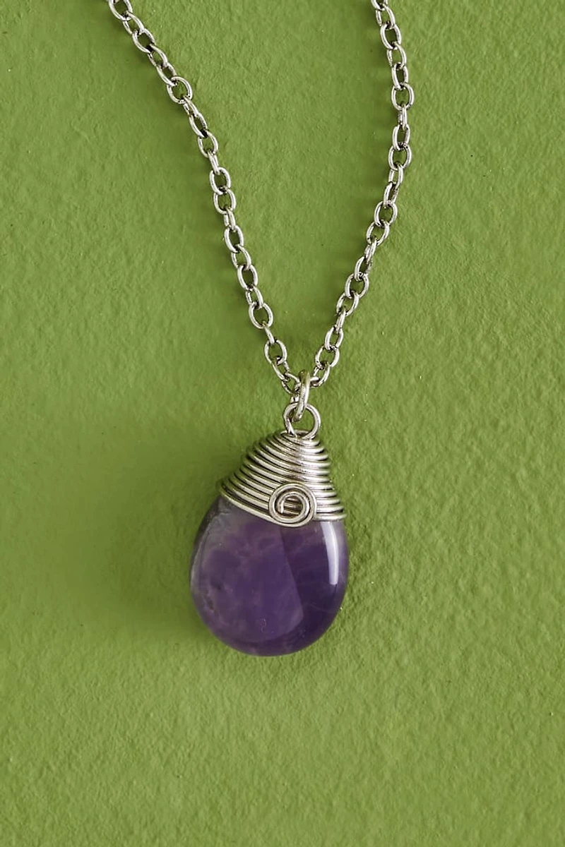 Buy Amethyst Teardrop Wire Wrapped Necklace Online at Earthbound Trading