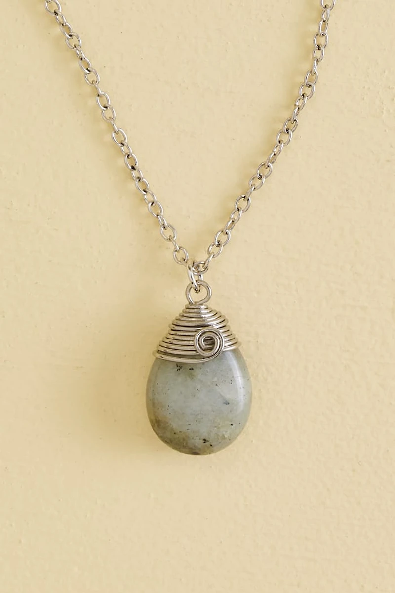 Buy Labradorite Teardrop Wire Wrapped Necklace Online at Earthbound Trading