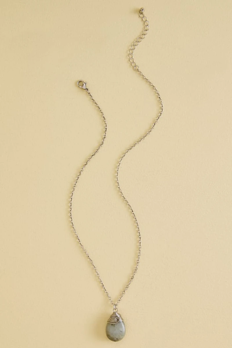 Buy Labradorite Teardrop Wire Wrapped Necklace Online at Earthbound Trading