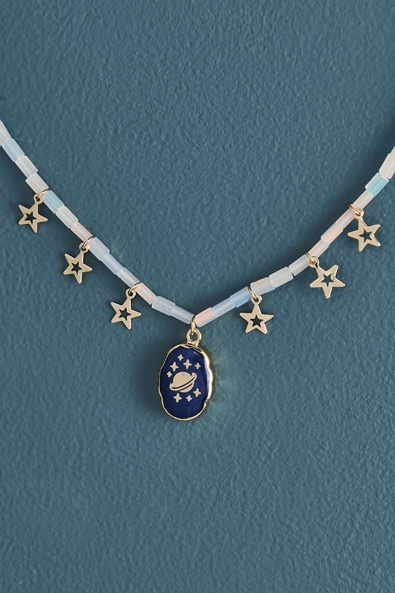 White Jade Starry Galaxy Necklace