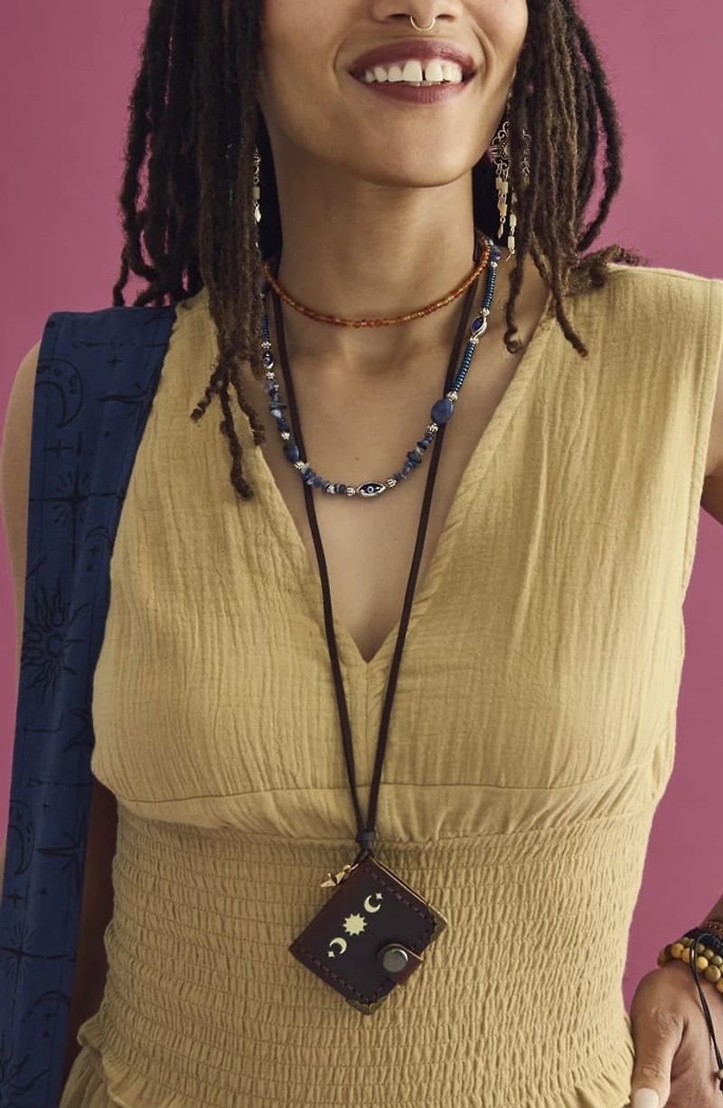 Buy Celestial Brown Leather Mini Book Necklace Online at Earthbound Trading