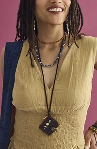 Buy Celestial Brown Leather Mini Book Necklace Online at Earthbound Trading