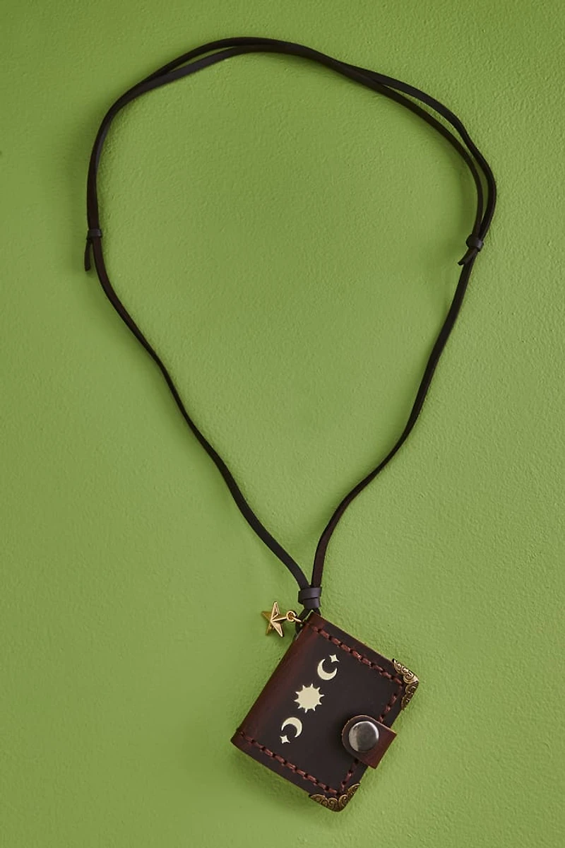 Buy Celestial Brown Leather Mini Book Necklace Online at Earthbound Trading