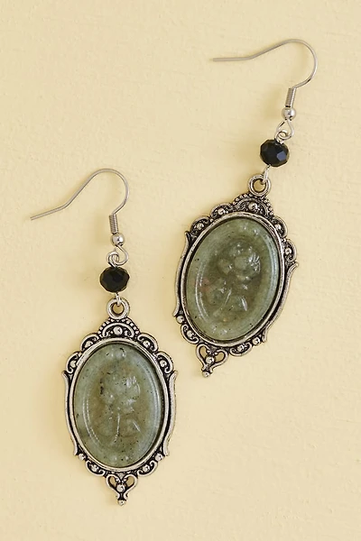 Vintage Rose Cameo Oval Earrings