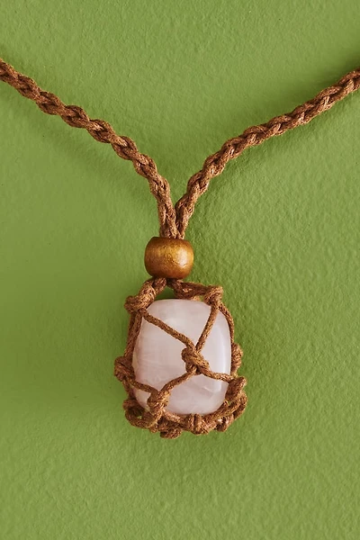 Brown Braided Stone Cage Necklace