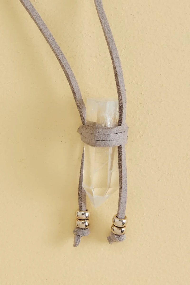 Find Balance - Shop Grey Clear Quartz Wrap Necklace