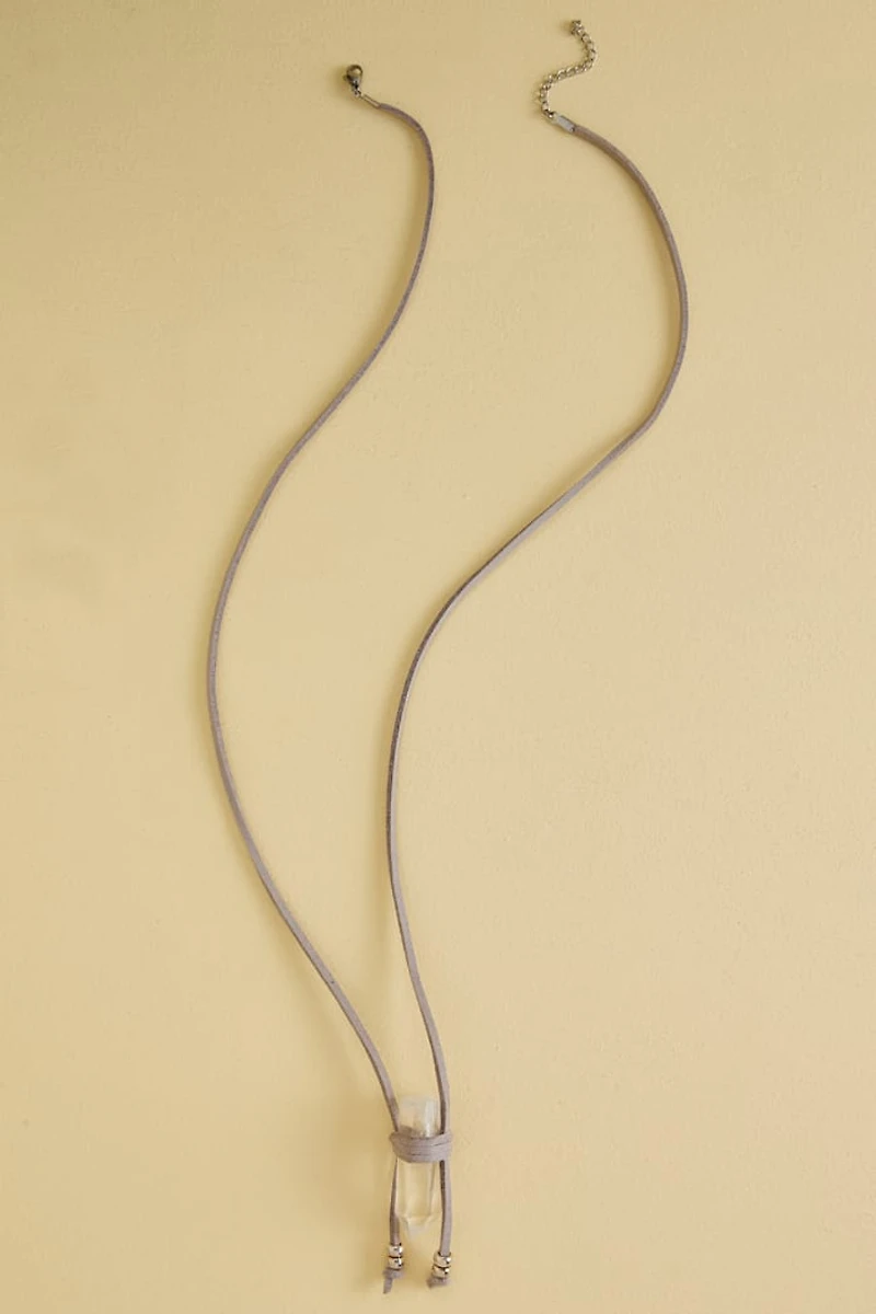 Find Balance - Shop Grey Clear Quartz Wrap Necklace