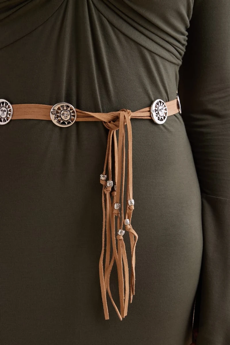 Buy boho Tan Suede Celestial Belt Online at Earthbound Trading