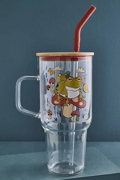 Mushroom Frog Glass Tumbler Cup