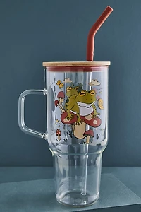 Mushroom Frog Glass Tumbler Cup