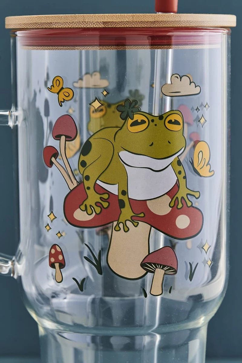 Mushroom Frog Glass Tumbler Cup