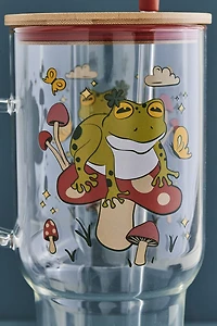 Mushroom Frog Glass Tumbler Cup