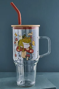 Mushroom Frog Glass Tumbler Cup