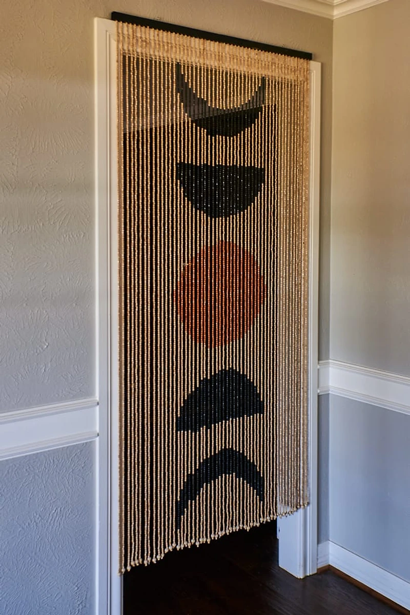 Moon Phase Wood Bead Door Curtain