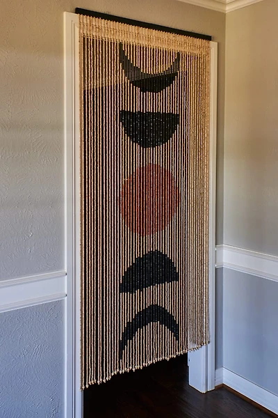 Moon Phase Wood Bead Door Curtain