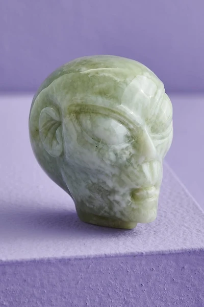 Green Jade Alien Head Figurine