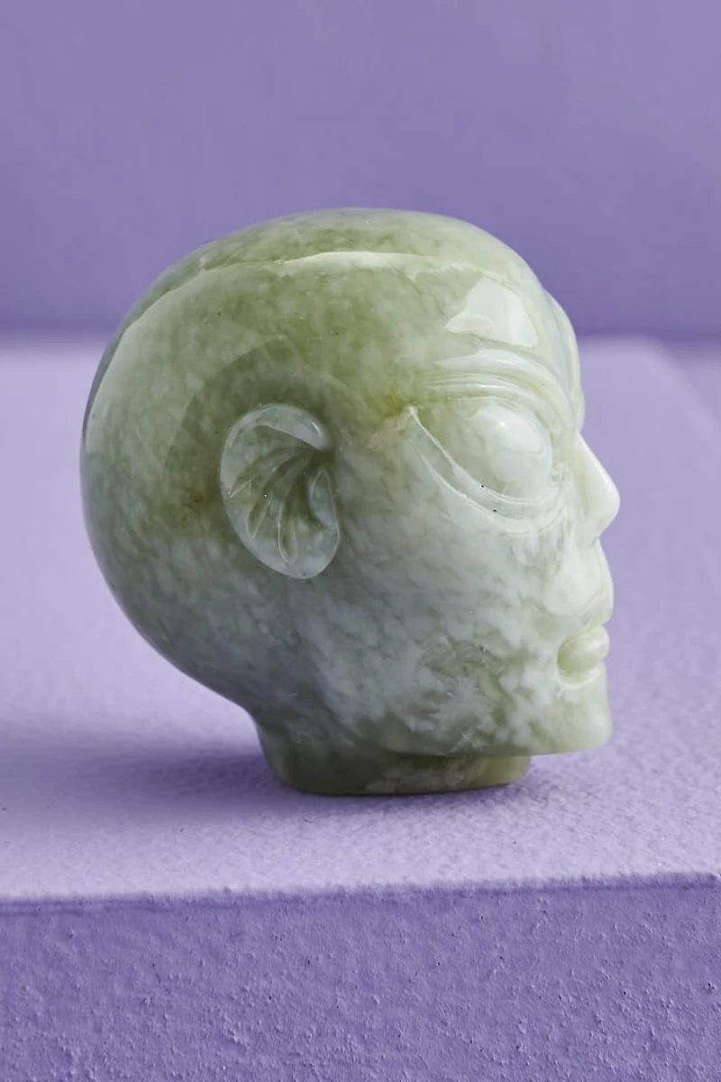 Green Jade Alien Head Figurine