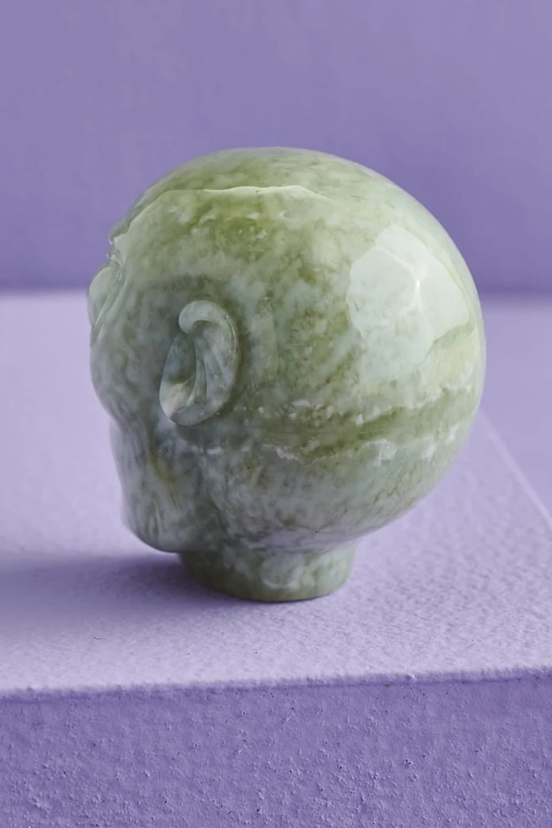 Green Jade Alien Head Figurine