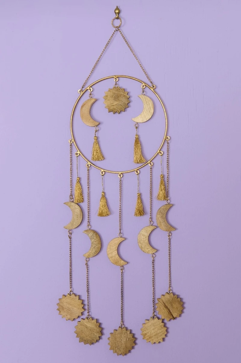 Moon and Sun Wooden Wall Hanging