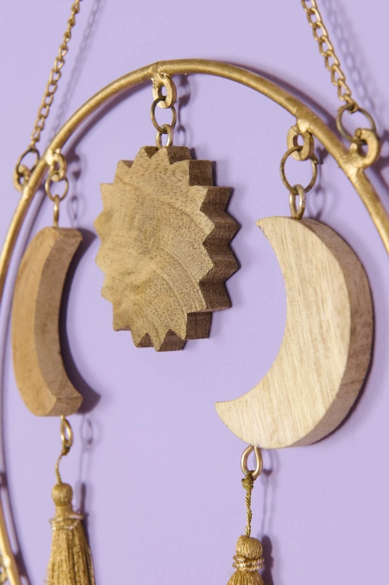 Moon and Sun Wooden Wall Hanging