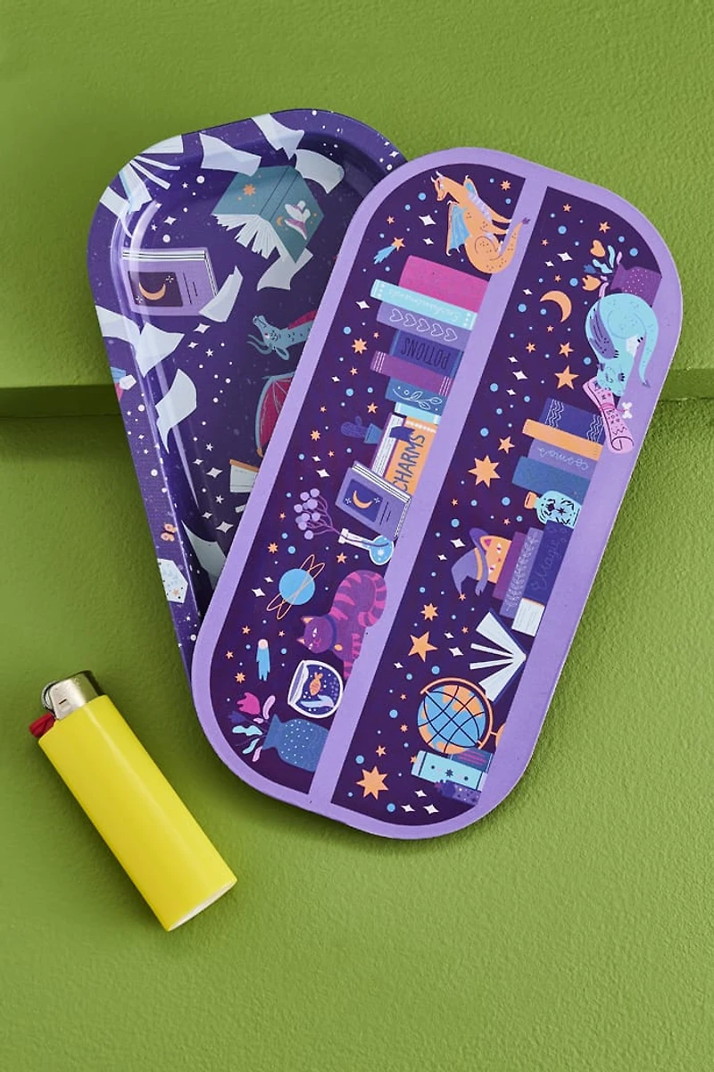 Fantasy Bookshelf Rolling Tray w/Lid