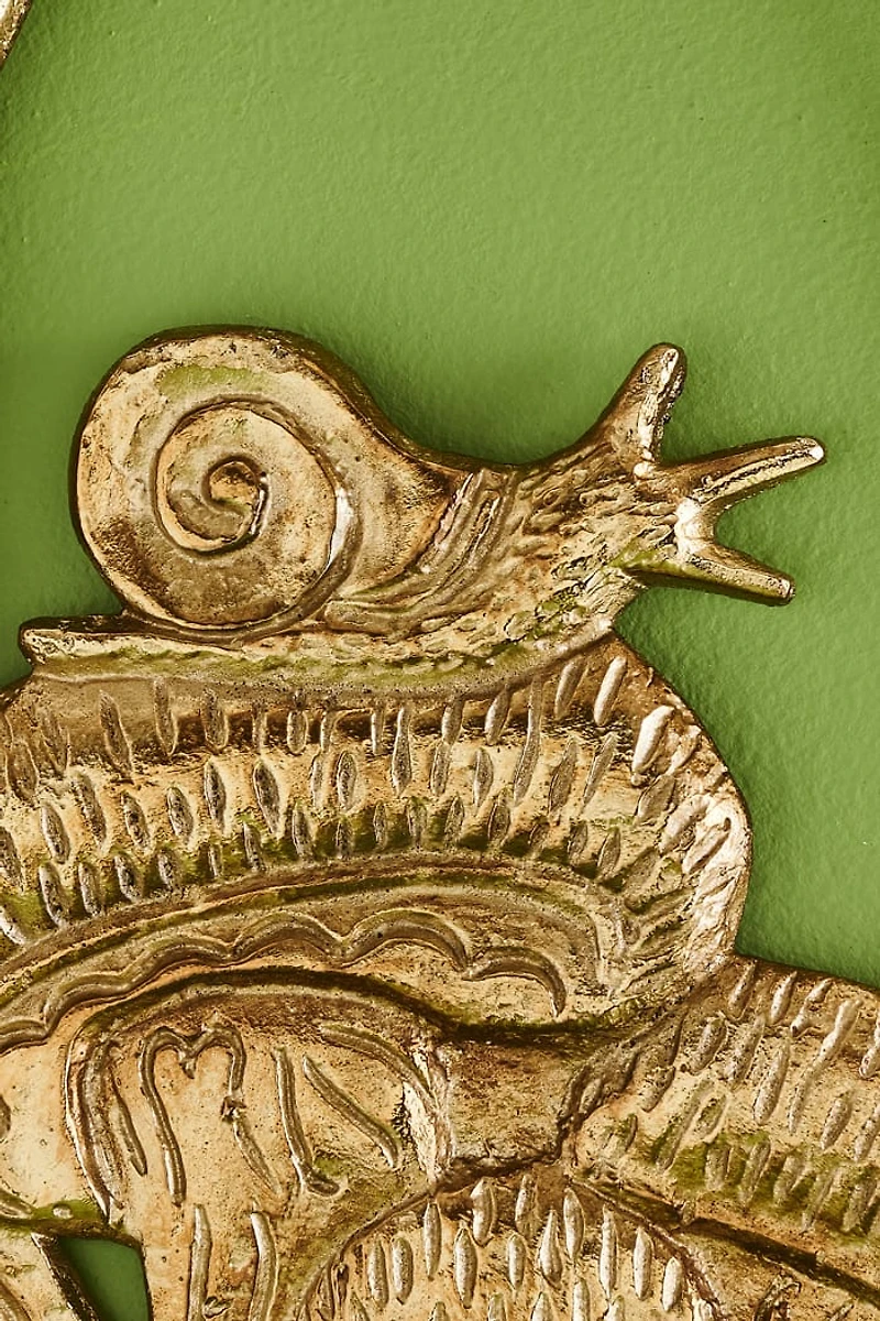 Gold Metal Snail Mushroom Wall Plaque