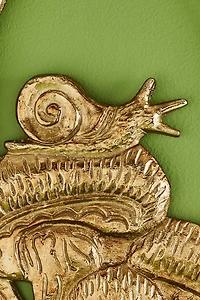 Gold Metal Snail Mushroom Wall Plaque