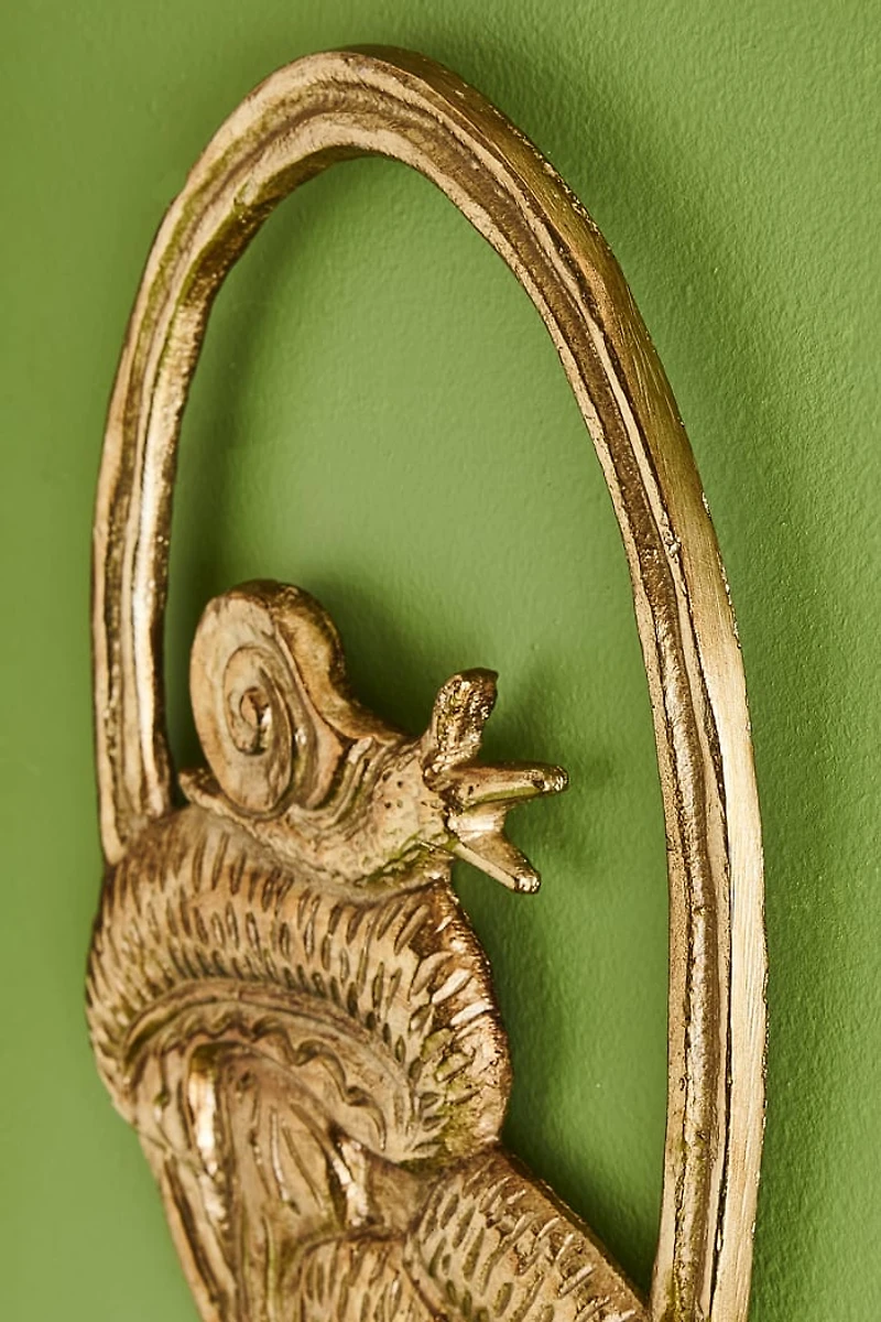 Gold Metal Snail Mushroom Wall Plaque