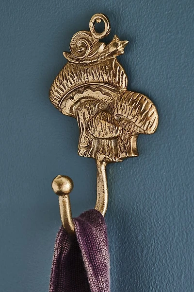 Gold Snail Mushroom Wall Hook